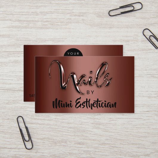 Nails Studio Artist Nails Logo Script Brown VIP Visitekaartje (Voorkant / Achterkant in situ)