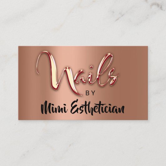Nails Studio Artist Nails Logo Script Copper Gold Visitekaartje (Voorkant)
