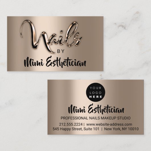 Nails Studio Artist Nails Logo Script Metalic Visitekaartje (Voorkant / Achterkant)