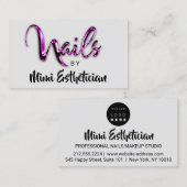 Nails Studio Artist Nails Script Grey Roze Logo Visitekaartje (Voorkant / Achterkant)