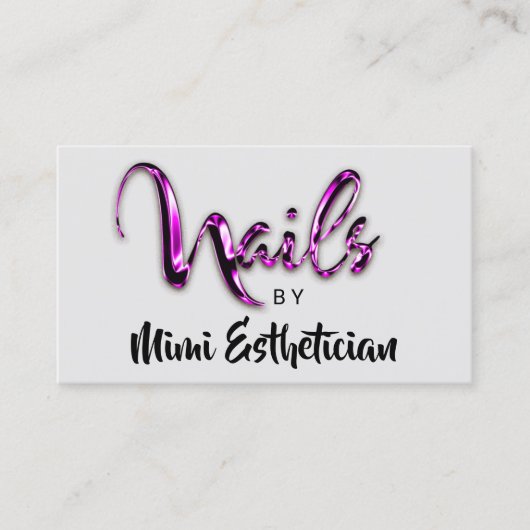 Nails Studio Artist Nails Script Grey Roze Logo Visitekaartje (Voorkant)