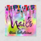 Nails Studio Artist Nails Script Logo Holograaf Vierkante Visitekaartje (Voorkant)