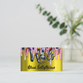 Nails Studio Artist Nails Script Logo Mosterd-gree Visitekaartje (Staand voorkant)