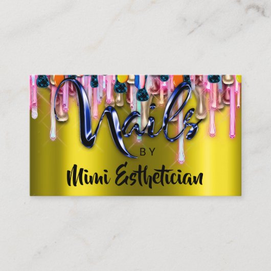 Nails Studio Artist Nails Script Logo Mosterd-gree Visitekaartje (Voorkant)