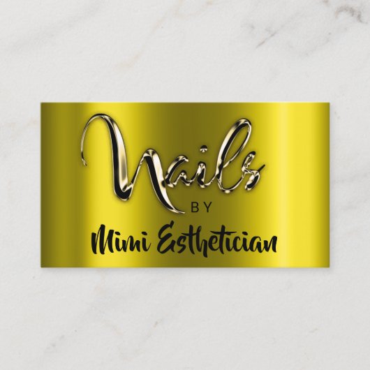 Nails Studio Artist Nails Script Logo Mustard Gold Visitekaartje (Voorkant)