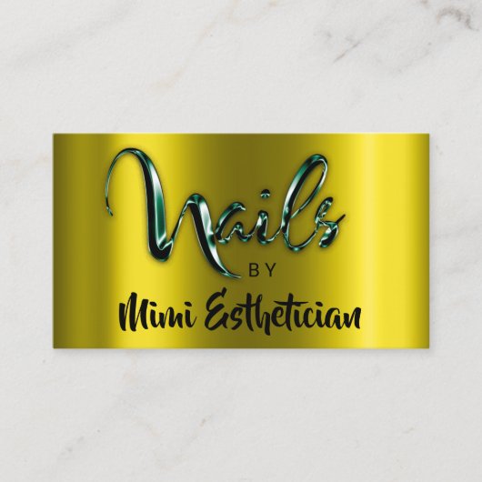 Nails Studio Artist Nails Script Logo MustardGreen Visitekaartje (Voorkant)