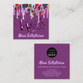 Nails Studio Artist Nails Script Logo Paars Vierkante Visitekaartje (Voorkant / Achterkant)