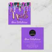 Nails Studio Artist Nails Script Logo Paarse schij Vierkante Visitekaartje (Voorkant / Achterkant)