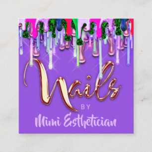 Nails Studio Artist Nails Script Logo Paarse schij Vierkante Visitekaartje