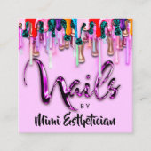 Nails Studio Artist Nails Script Logo Pinky Vierkante Visitekaartje (Voorkant)