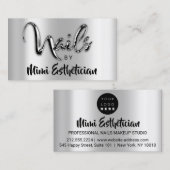 Nails Studio Artist Nails Script Logo Silver Metal Visitekaartje (Voorkant / Achterkant)