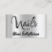 Nails Studio Artist Nails Script Logo Silver Metal Visitekaartje (Voorkant)