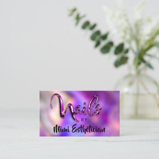 Nails Studio Artist Nails Script Logo Violet Roze Visitekaartje (Staand voorkant)