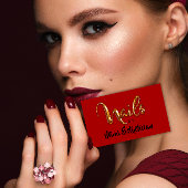 Nails Studio Artist Red Nails Script Red Gold Logo Visitekaartje
