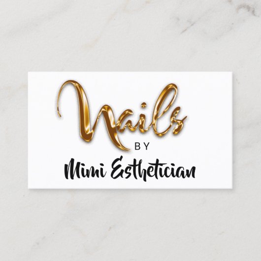Nails Studio Artist Red Nails Script White Logo Visitekaartje (Voorkant)