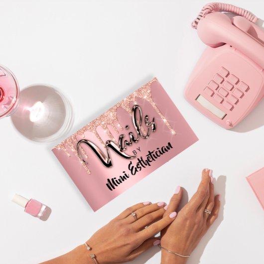 Nails Studio artistieke acrylschijven Glitter Roze Visitekaartje