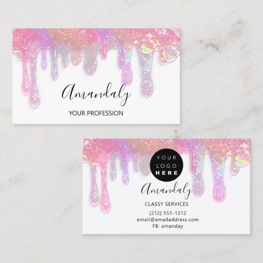 Nails Studio Beauty Logo Drift Holografen White Visitekaartje (Voorkant / Achterkant)