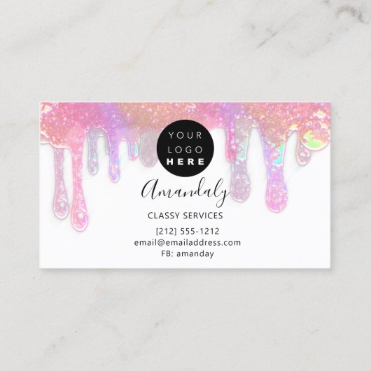 Nails Studio Beauty Logo Drift Holografen White Visitekaartje (Achterkant)