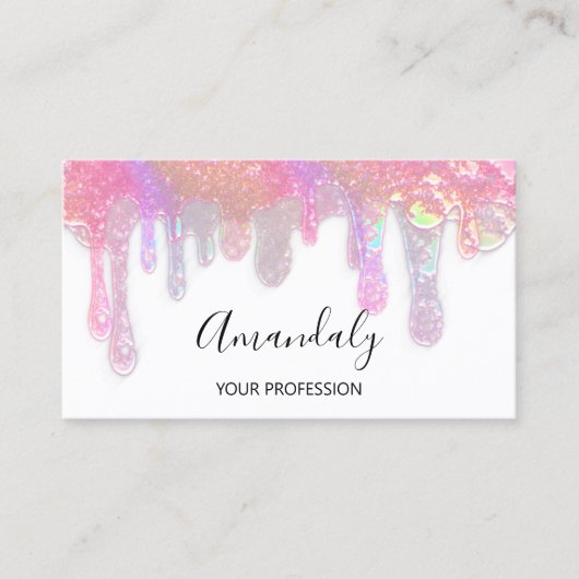 Nails Studio Beauty Logo Drift Holografen White Visitekaartje (Voorkant)