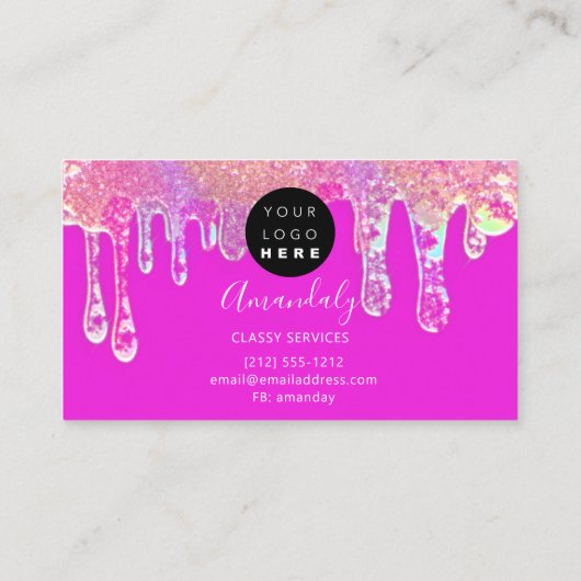 Nails Studio Beauty Logo Drift Holografroze Visitekaartje (Achterkant)