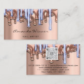Nails Studio Drip Roos QR Code Logo Wax Body Blauw Visitekaartje (Voorkant / Achterkant)