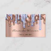 Nails Studio Drip Roos QR Code Logo Wax Body Blauw Visitekaartje (Voorkant)