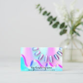 Nails Studio Holograaf QR-code Blauw roze Visitekaartje (Staand voorkant)