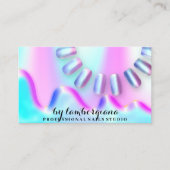 Nails Studio Holograaf QR-code Blauw roze Visitekaartje (Voorkant)