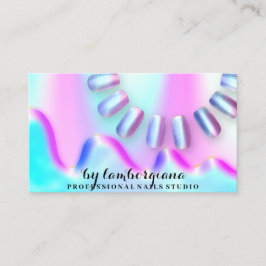 Nails Studio Holograaf QR-code Blauw roze Visitekaartje