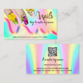 Nails Studio Logo Holograaf QR-code Mermaid Gold Visitekaartje (Voorkant / Achterkant)
