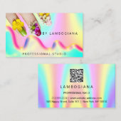 Nails Studio Logo Holograaf QR Code Modern Visitekaartje (Voorkant / Achterkant)