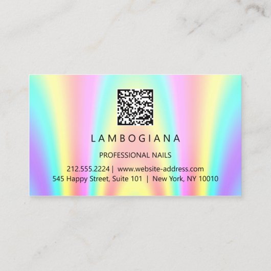Nails Studio Logo Holograaf QR Code Modern Visitekaartje (Achterkant)