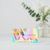 Nails Studio Logo Holograaf QR Code Modern Visitekaartje (Staand voorkant)