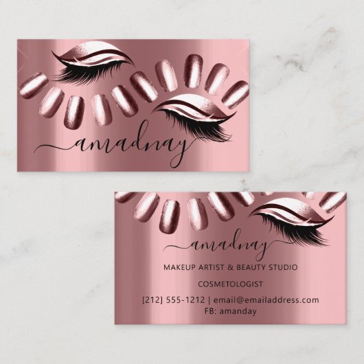 Nails Studio Makeup Artist Eyelash Roos Blush Visitekaartje (Voorkant / Achterkant)