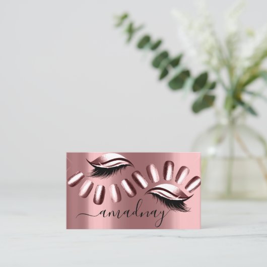 Nails Studio Makeup Artist Eyelash Roos Blush Visitekaartje (Staand voorkant)