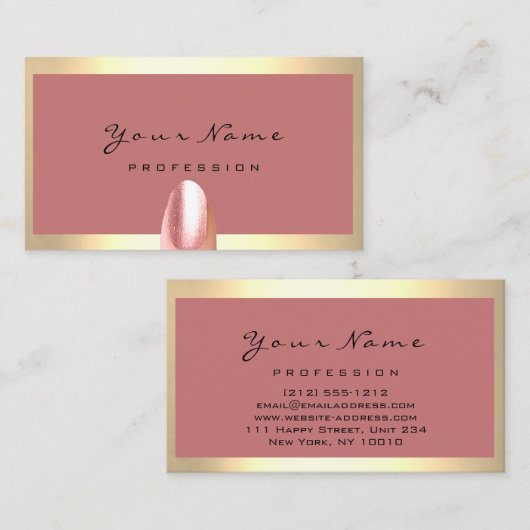Nails Stylist Manicure Roos Framed Blush Visitekaartje (Voorkant / Achterkant)