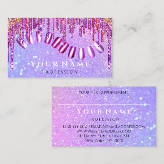 Nails Stylist Mestroze Glitter Holograaf VIP Visitekaartje (Voorkant / Achterkant)