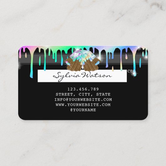 Nails Technician Credit Kaart Styled Holograph Dri Visitekaartje (Achterkant)