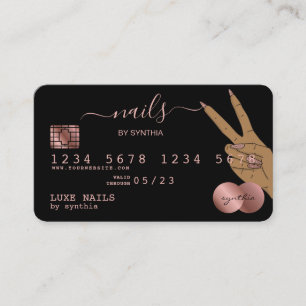 Nails Technicus Creditcard styled Roos Gold Drip Visitekaartje