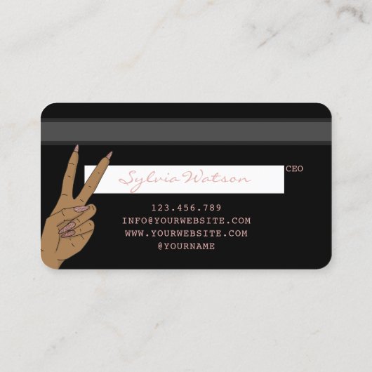 Nails Technicus Creditcard styled Roos Gold Drip Visitekaartje (Achterkant)