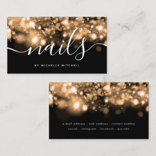 Nails-technicus met mousserende Gold Lichten Visitekaartje