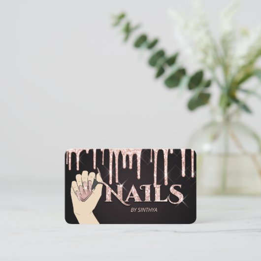 Nails technicus nagelglas trendy modern visitekaartje (Staand voorkant)