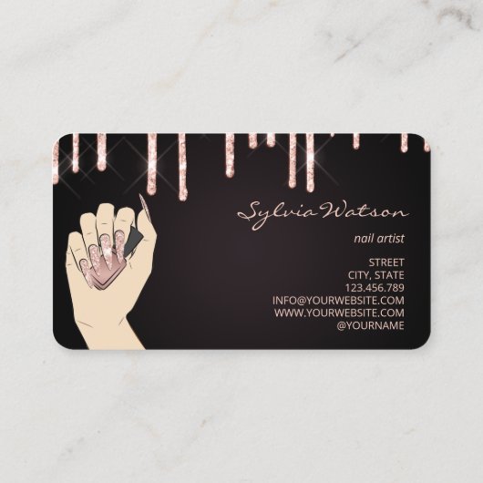 Nails technicus nagelglas trendy modern visitekaartje (Achterkant)