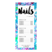 Nails typografie groene acrylblauwe prijslijst reclamekaart (Voorkant)