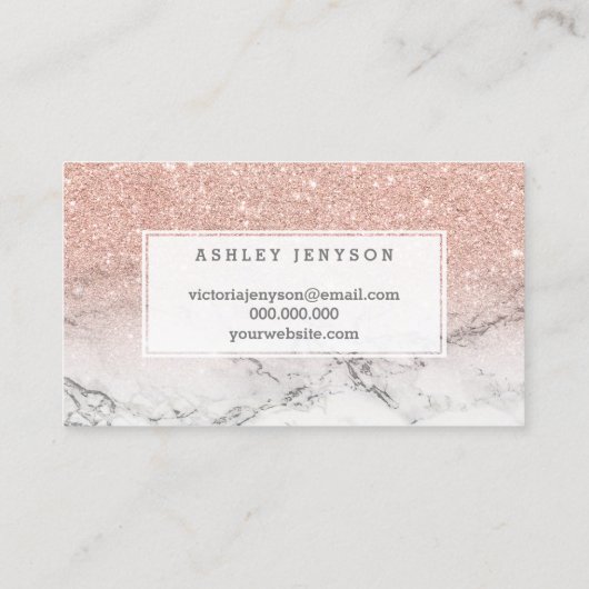 Nails typografie roos goudglitter marmer visitekaartje (Achterkant)