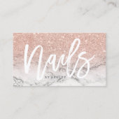 Nails typografie roos goudglitter marmer visitekaartje (Voorkant)