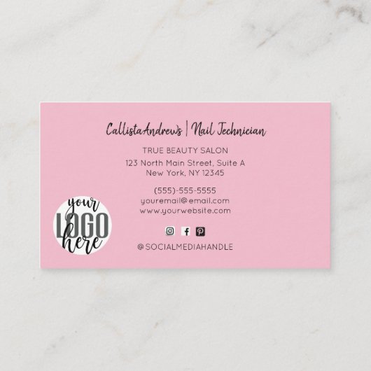 Nails Waterverf penseeltekenscript Visitekaartje (Achterkant)