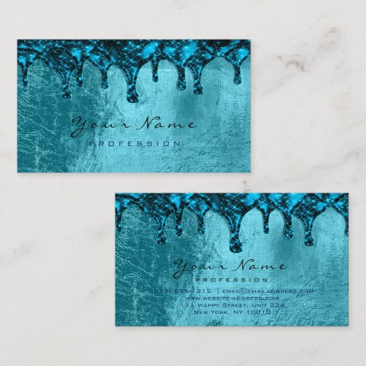 Nails Wax Epilation Depilation Blue Blauwgroen led Visitekaartje (Voorkant / Achterkant)