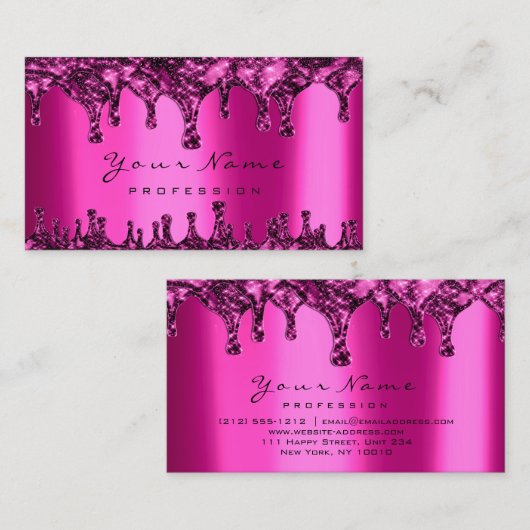 Nails Wax Epilation Depilation Pink Fuchsia Neon Visitekaartje (Voorkant / Achterkant)