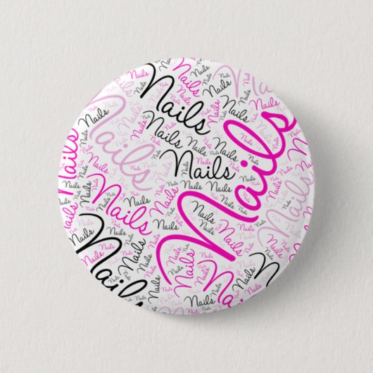 Nails word art ronde button 5,7 cm (Voorkant)